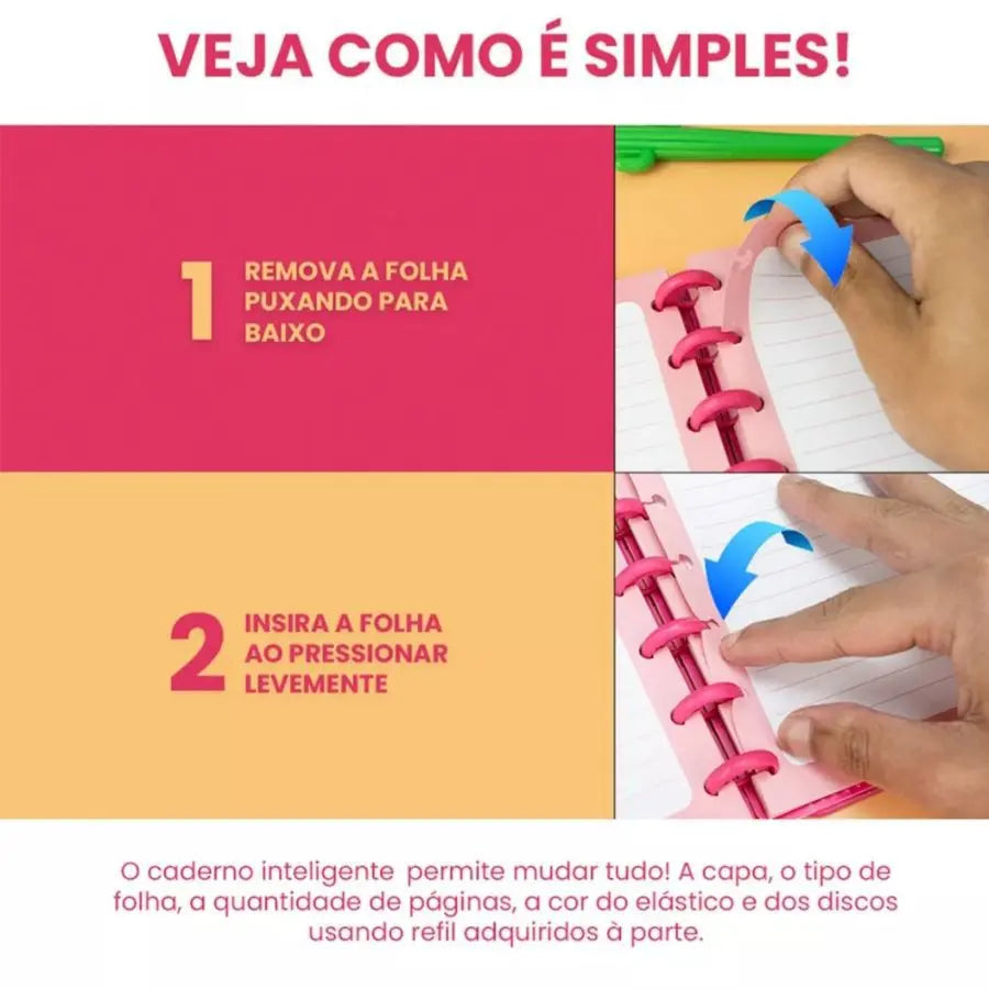 Caderno Reposicionável DISKO Médio - Glitter