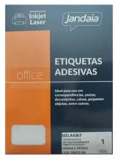 Folhas de Etiqueta Adesiva Jandaia 210x297 mm - Office UNIDADE