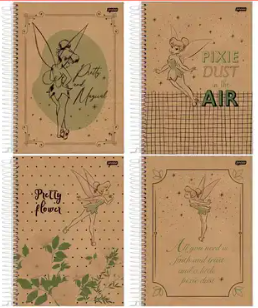 Caderno Espiral Universitário Tinker Bell Kraft - Capa Dura 1 Matéria