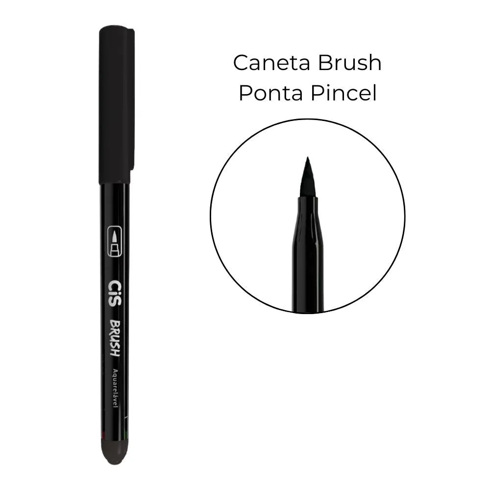 Caneta Brush Aquarelável Ponta Pincel - CIS