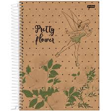 Caderno Espiral Universitário Tinker Bell Kraft - Capa Dura 1 Matéria