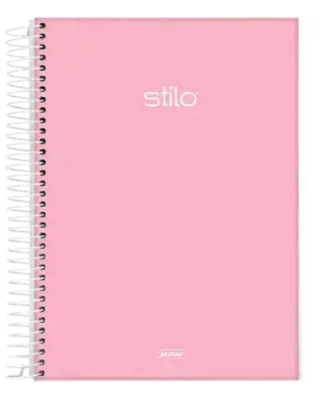 Caderno Espiral Universitário  Stilo Rosa Pastel - 1 Matéria Capa Dura