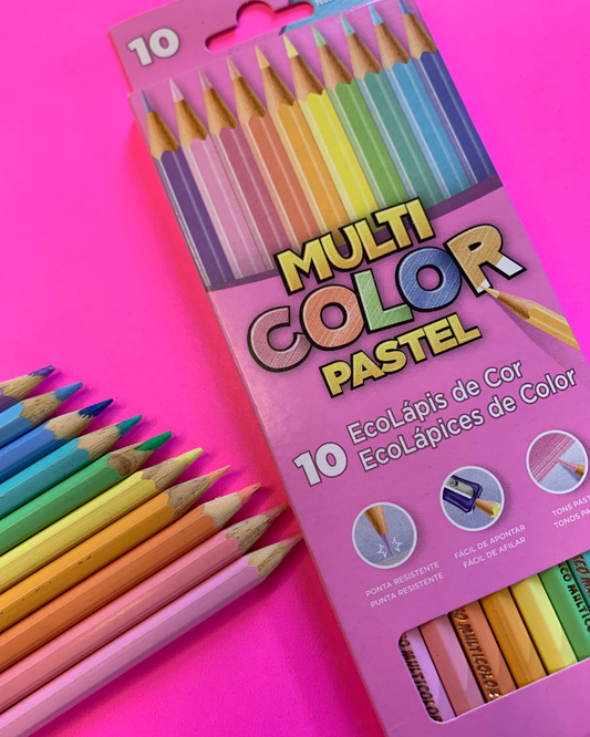 Lápis de Cor Pastel -  Multicolor 10 cores
