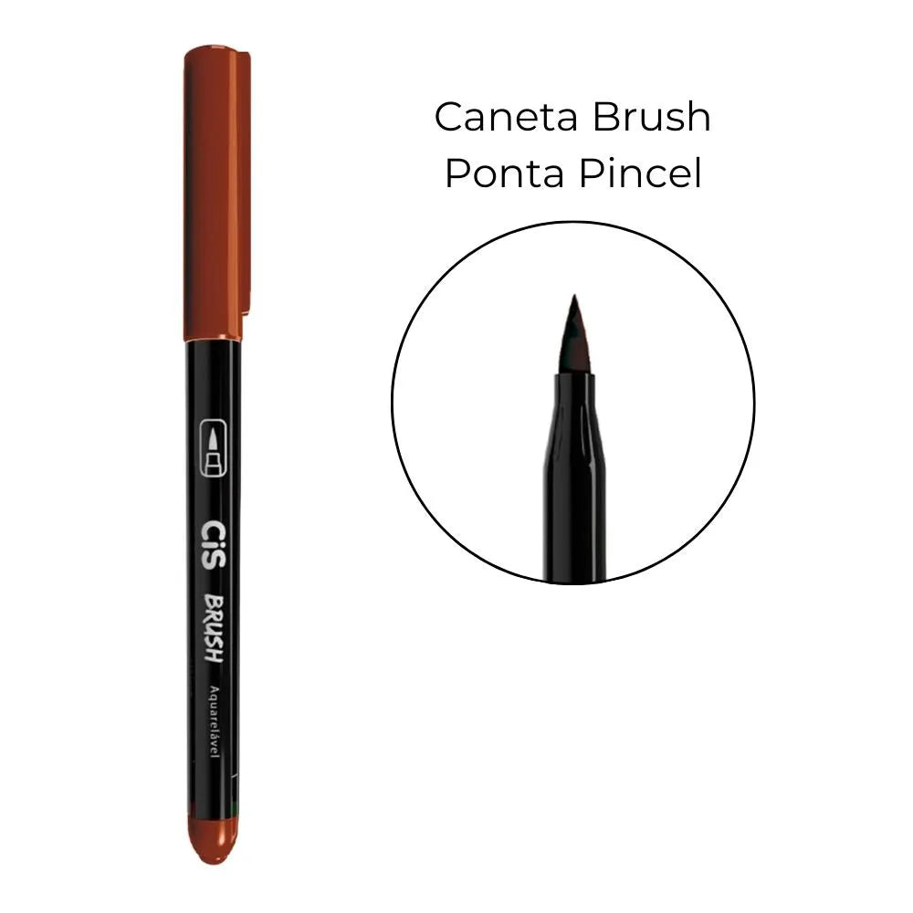 Caneta Brush Aquarelável Ponta Pincel - CIS