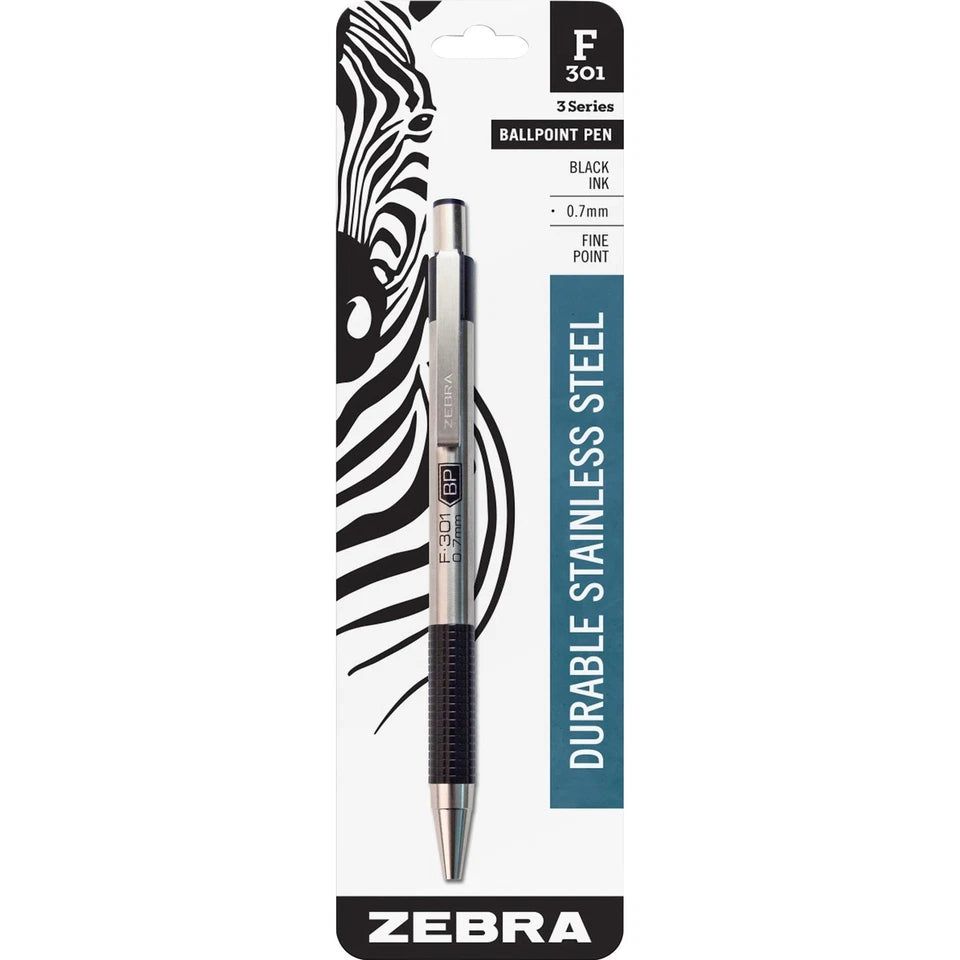 Caneta Esferográfica ZEBRA F-301 - 0.7mm PRETA